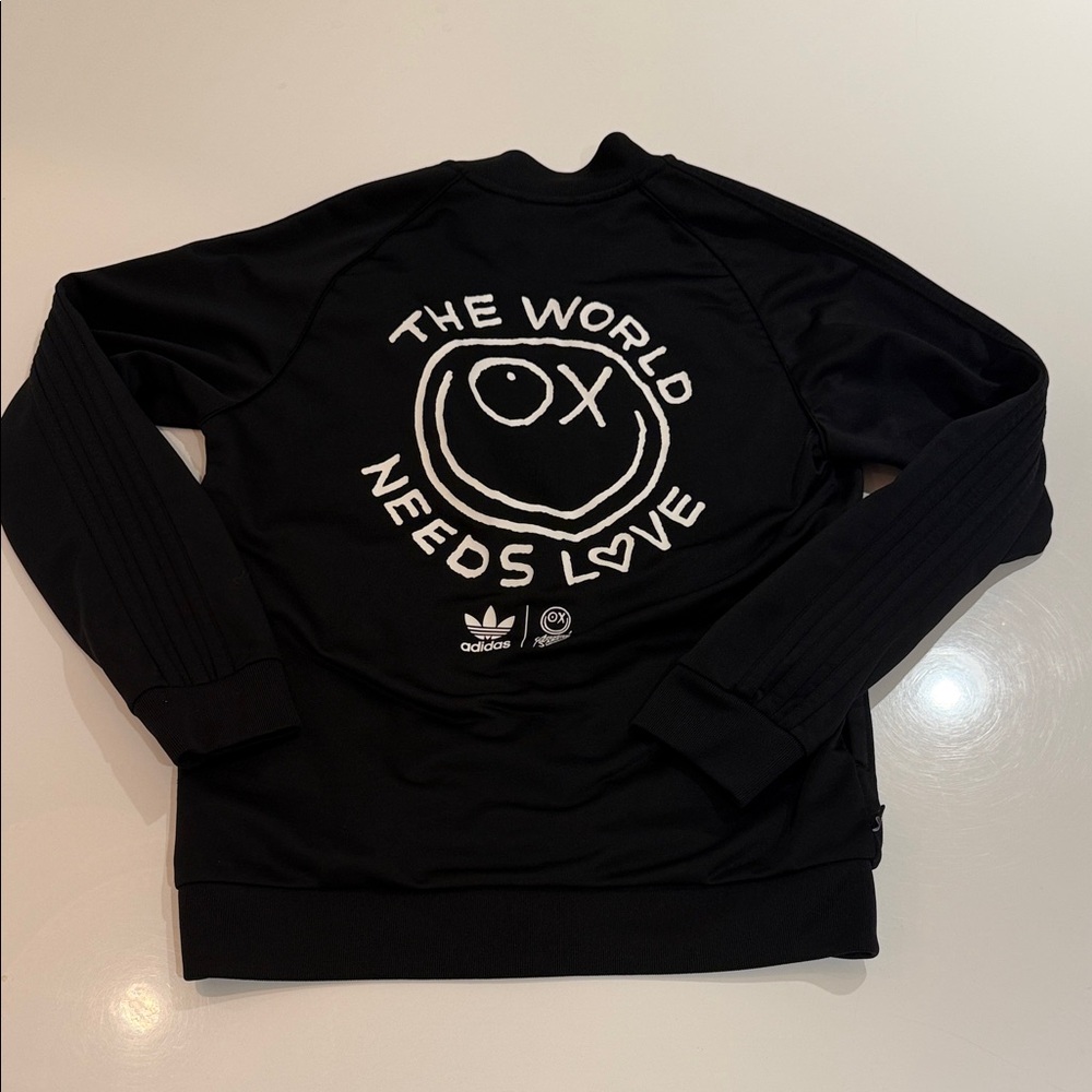 Adidas Black Zip-Up Jacket with Graphic Print